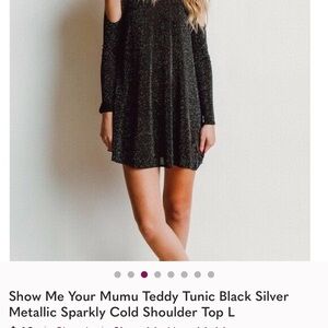 GUC Show Me Your MuMu Black & Silver Sparkle Cold Shoulder Mini Dress